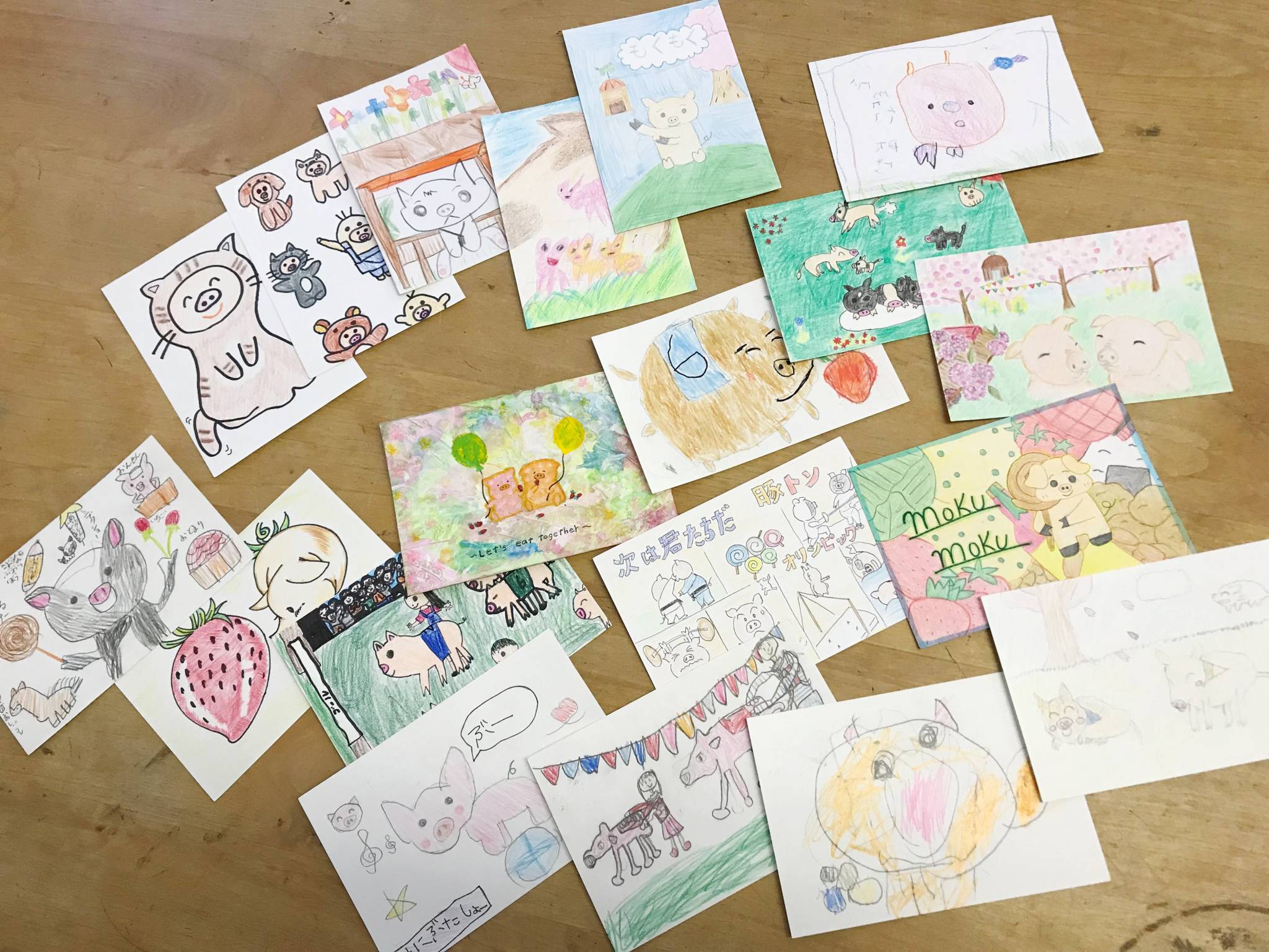 伊賀の里モクモク手づくりファーム モクモクだより 豚の絵はがき作品展 ぞくぞく応募きております